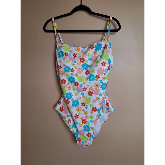 Ninety Nine Womans‎ 2XL 70's Retro Floral Print One Piece Swimsuit - Picture 1 of 11